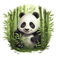 ai gegenereerd schattig panda in de midden- van een bamboe Woud. t-shirt ontwerp. ai gegenereerd foto