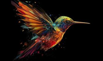 ai gegenereerd kolibrie logo met meerdere kleuren vliegend door de lucht. ai gegenereerd foto