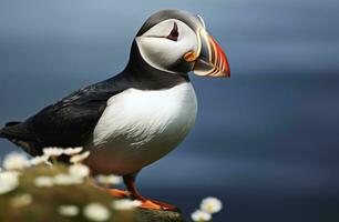 ai gegenereerd atlantic papegaaiduiker vogel. ai gegenereerd foto