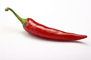 ai gegenereerd een rood Chili peper is geïsoleerd Aan een wit achtergrond. ai gegenereerd foto