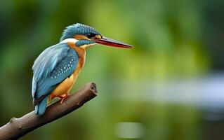 ai gegenereerd de gemeenschappelijk ijsvogel wetlands vogel gekleurde veren van verschillend vogels. generatief ai foto