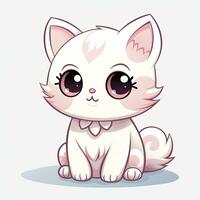 ai gegenereerd schattig kawaii kat clip art icoon wit achtergrond. ai gegenereerd foto