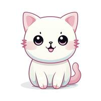 ai gegenereerd schattig kawaii kat clip art icoon wit achtergrond. ai gegenereerd foto