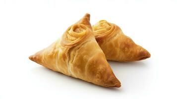 ai gegenereerd smakelijk samosa geïsoleerd Aan wit achtergrond. ai gegenereerd. foto