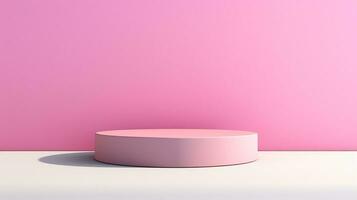 ai gegenereerd 3d weergegeven roze leeg Scherm podium minimaal tafereel voor Product Scherm presentatie foto