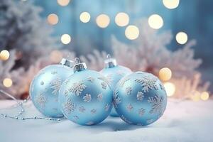 ai gegenereerd Kerstmis vakantie samenstelling kerstballen achtergrond foto