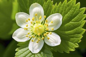 ai gegenereerd aardbei bloem. ai gegenereerd foto