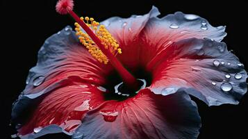 ai gegenereerd een hibiscus bloem met een zwart achtergrond.ai gegenereerd. foto