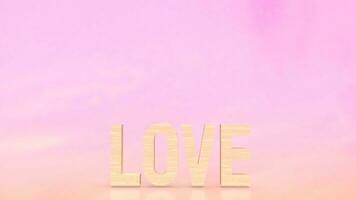 de hout liefde Aan roze achtergrond 3d renderen foto