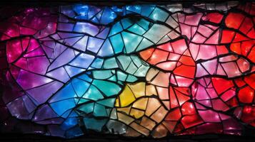 ai gegenereerd kleurrijk gebroken glas oppervlakte foto