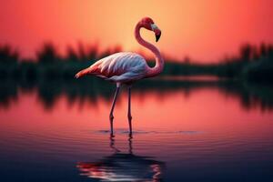 ai gegenereerd mooi flamingo vogel ai gegenereerd foto