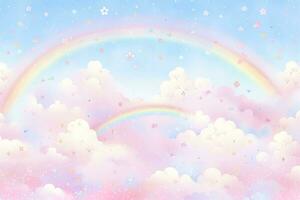 ai gegenereerd fantasie lucht regenboog. fee luchten regenbogen kleuren, magie landschap en droom lucht. genereren ai foto