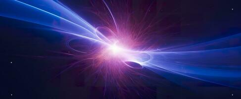 ai gegenereerd neon gekleurde gloeiend hoog energie singulariteit in ruimte, 3d weergave. ai gegenereerd foto