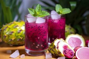 ai gegenereerd pitahaya of draak fruit mojito. generatief ai foto