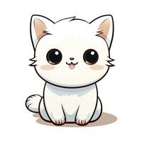 ai gegenereerd schattig kawaii kat clip art icoon wit achtergrond. ai gegenereerd foto