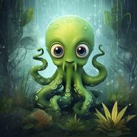 ai gegenereerd waterverf Octopus voor kinderen. ai gegenereerd foto