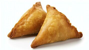 ai gegenereerd smakelijk samosa geïsoleerd Aan wit achtergrond. ai gegenereerd. foto