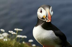 ai gegenereerd atlantic papegaaiduiker vogel. ai gegenereerd foto