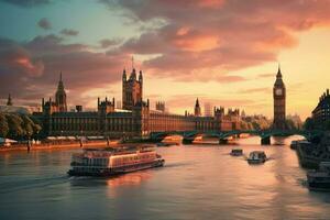 ai gegenereerd mooi Londen en de rivier- , Londen stad ai gegenereerd foto