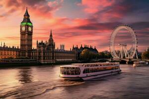 ai gegenereerd mooi Londen en de rivier- , Londen stad ai gegenereerd foto