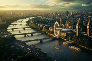 ai gegenereerd mooi Londen en de rivier- , Londen stad ai gegenereerd foto