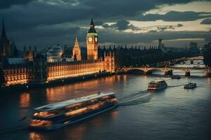 ai gegenereerd mooi Londen en de rivier- , Londen stad ai gegenereerd foto