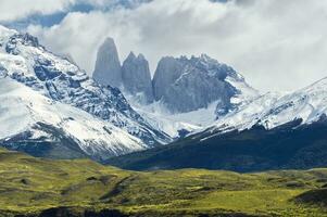 de drie torens, Torres del paine nationaal park, chileens Patagonië, Chili foto