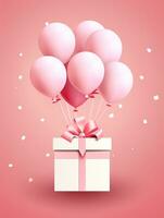 ai gegenereerd portret geschenk doos met roze ballon ai generatief foto