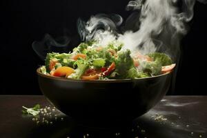 ai gegenereerd groente salade met een voeding foto