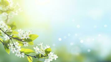 ai gegenereerd voorjaar bloemen met bladeren bloeiend in tuin foto