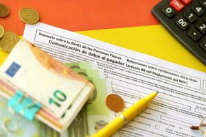 Modelo 145 Spaans belasting het formulier toegewijd naar persoonlijk inkomen belasting irpf foto