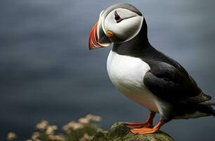 ai gegenereerd atlantic papegaaiduiker vogel. ai gegenereerd foto