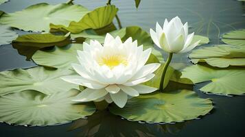 ai gegenereerd wit lotus bloem in water. ai gegenereerd foto