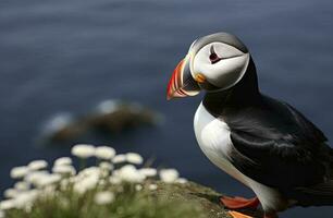 ai gegenereerd atlantic papegaaiduiker vogel. ai gegenereerd foto