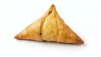 ai gegenereerd smakelijk samosa geïsoleerd Aan wit achtergrond. ai gegenereerd. foto