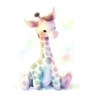 ai gegenereerd waterverf baby giraffe. ai gegenereerd foto