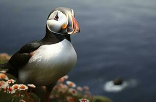 ai gegenereerd atlantic papegaaiduiker vogel. ai gegenereerd foto