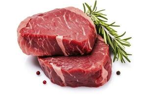 ai gegenereerd filet steak rundvlees vlees geïsoleerd Aan wit achtergrond. ai gegenereerd foto