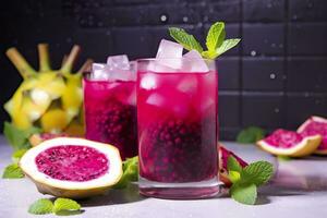 ai gegenereerd pitahaya of draak fruit mojito. generatief ai foto