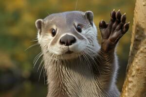 ai gegenereerd Otter in de water. ai gegenereerd foto