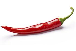 ai gegenereerd een rood Chili peper is geïsoleerd Aan een wit achtergrond. ai gegenereerd foto