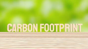 de koolstof voetafdruk hout voor klimaat verandering of eco concept 3d weergave. foto