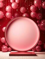 ai gegenereerd roze cirkel afgeronde met roze ballon ai generatief foto
