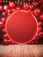 ai gegenereerd rood cirkel afgeronde met rood ballon ai generatief foto