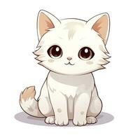 ai gegenereerd schattig kawaii kat clip art icoon wit achtergrond. ai gegenereerd foto