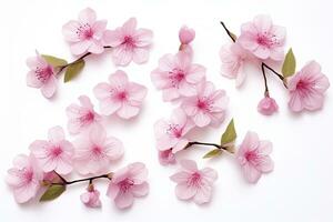 ai gegenereerd sakura bloemen geïsoleerd Aan wit achtergrond. ai gegenereerd foto