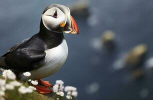 ai gegenereerd atlantic papegaaiduiker vogel. ai gegenereerd foto