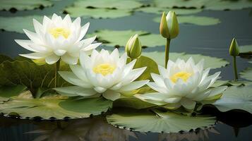 ai gegenereerd wit lotus bloem in water. ai gegenereerd foto