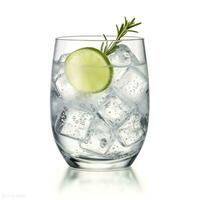 ai gegenereerd gin tonic glas van water met ijs geïsoleerd Aan wit achtergrond. ai gegenereerd foto