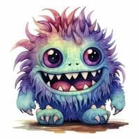 ai gegenereerd waterverf schattig monster Aan wit achtergrond. ai gegenereerd foto